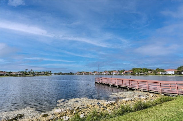 dock area featuring a water view