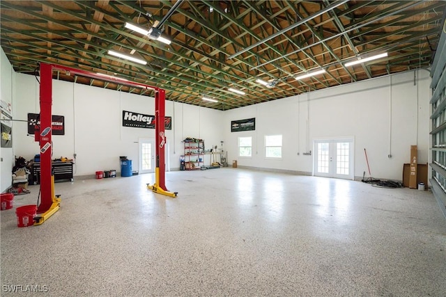 garage with french doors