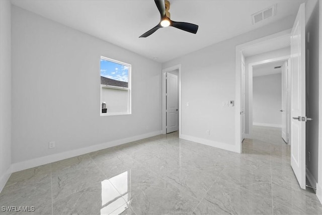 unfurnished bedroom with ceiling fan