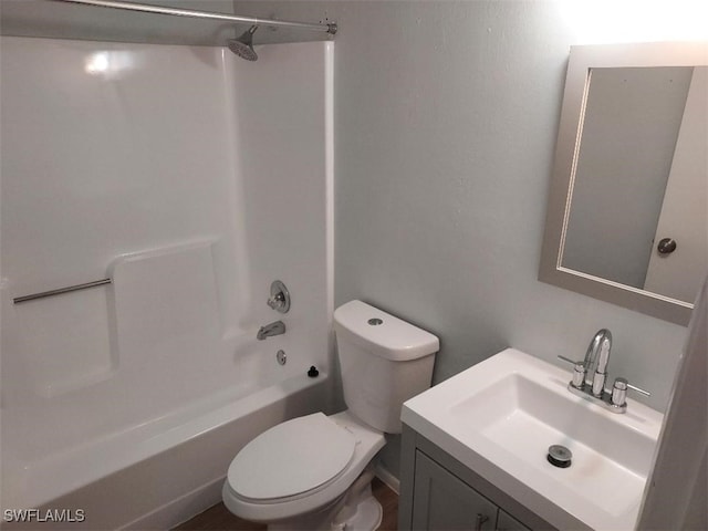 full bathroom featuring vanity, toilet, and shower / bathing tub combination