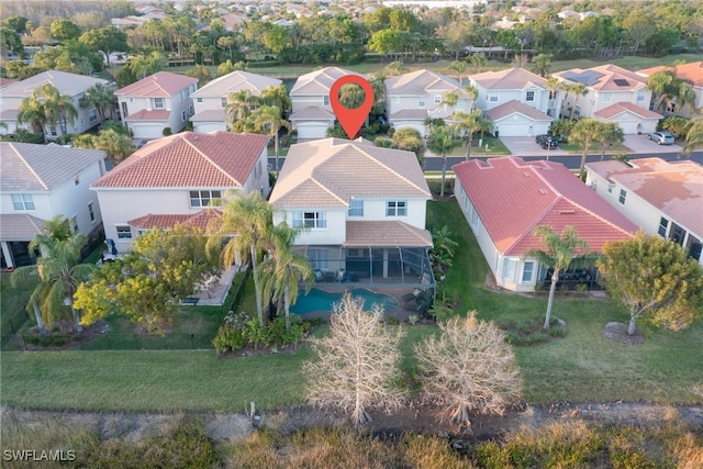 bird's eye view with a residential view