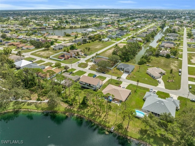 bird's eye view featuring a water view