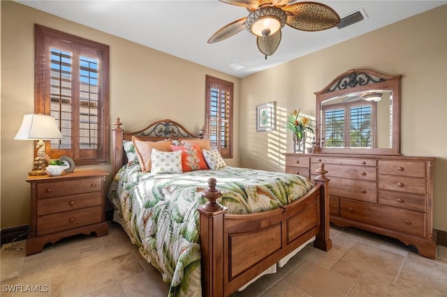 bedroom featuring ceiling fan