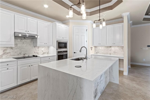 kitchen featuring white cabinets, sink, and black appliances