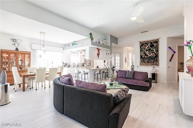 living room featuring light hardwood / wood-style flooring