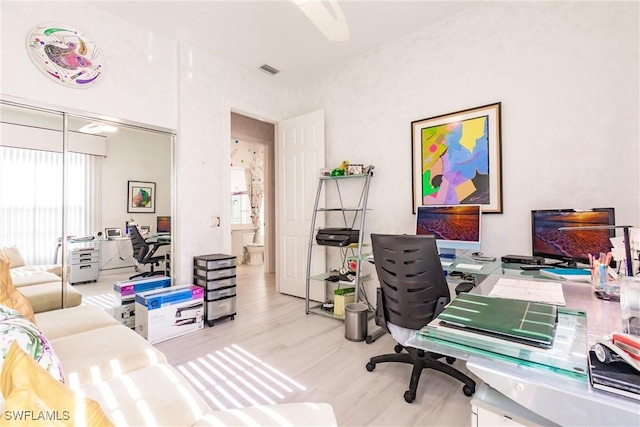 office featuring light wood-type flooring