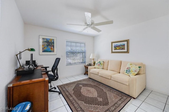 1090 Partridge Cir Unit 201, Naples, FL 34104 - office area featuring light tile patterned floors and ceiling fan
