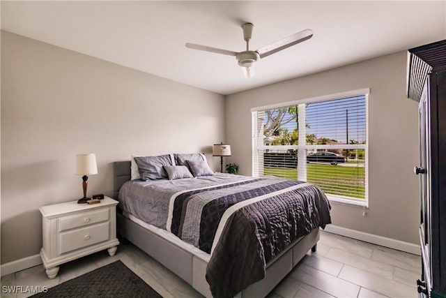 bedroom featuring ceiling fan