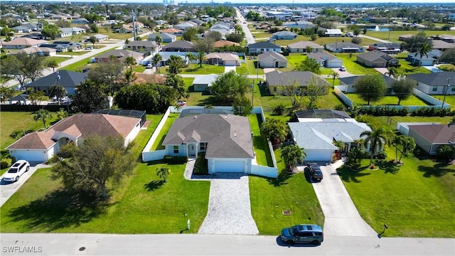 birds eye view of property with a residential view