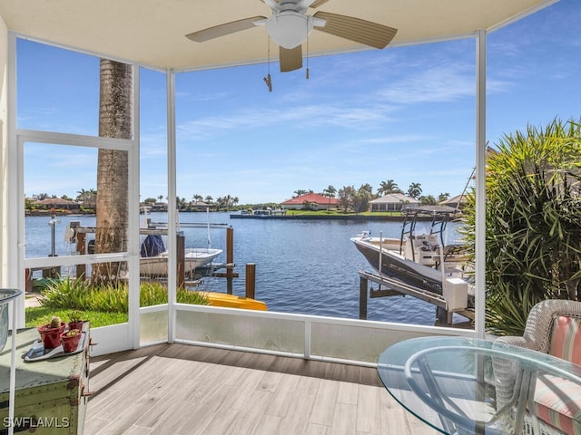 view of dock featuring a water view