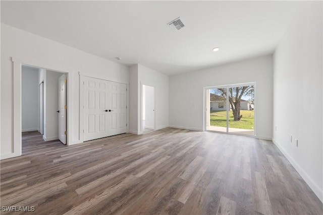 interior space featuring hardwood / wood-style floors and access to outside