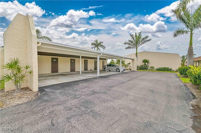 view of covered parking lot