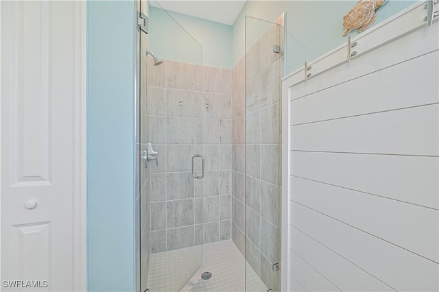 bathroom featuring a shower stall