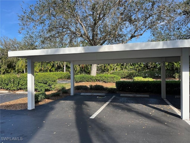 view of covered parking lot