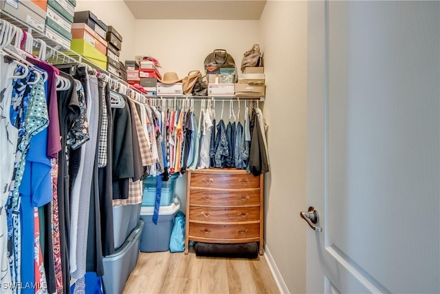 walk in closet featuring wood finished floors