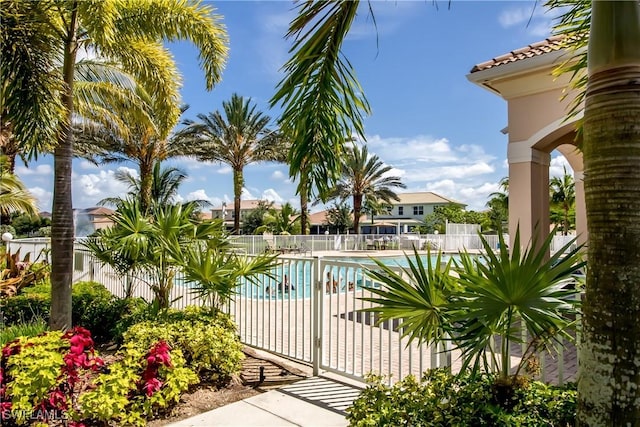 community pool with fence