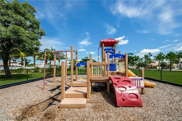 community play area featuring fence