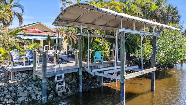 view of dock featuring a water view