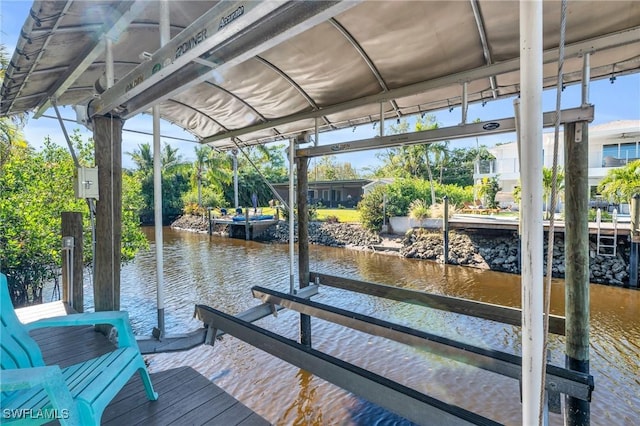 view of dock featuring a water view