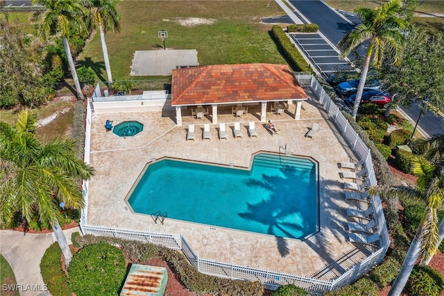 view of swimming pool featuring a patio area and a gazebo