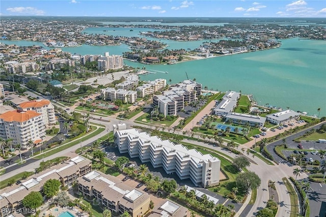 aerial view with a view of city and a water view