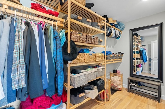 spacious closet featuring wood finished floors