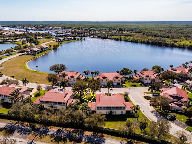 bird's eye view featuring a water view