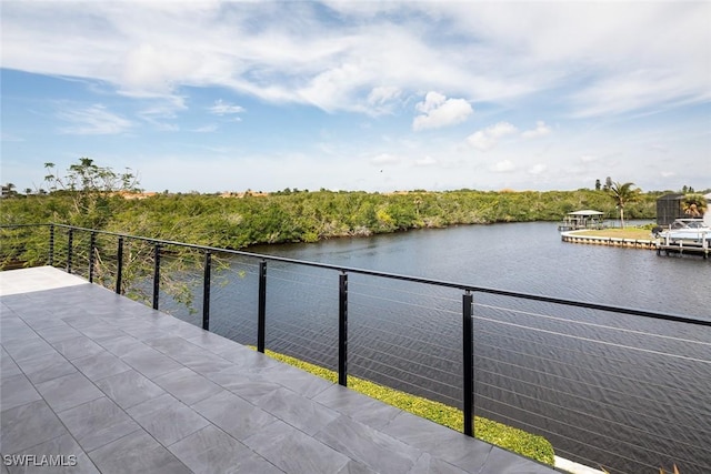 water view featuring fence