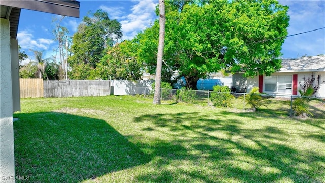 view of yard featuring a fenced backyard