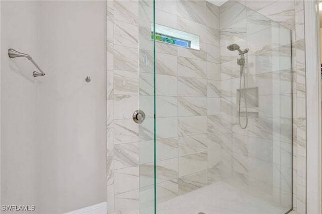 bathroom with a stall shower