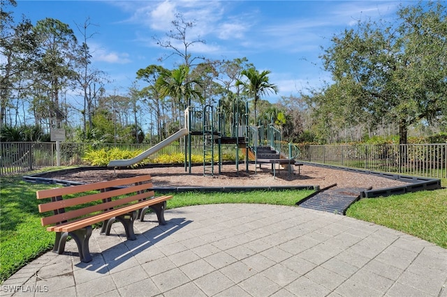 community play area featuring fence