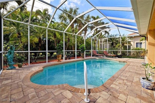 8840 Paseo De Valencia St, Fort Myers, FL 33908 - pool featuring a patio and glass enclosure