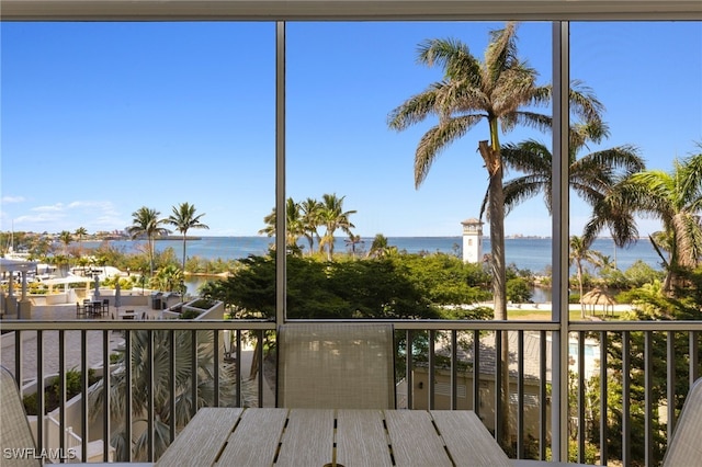 deck with a water view