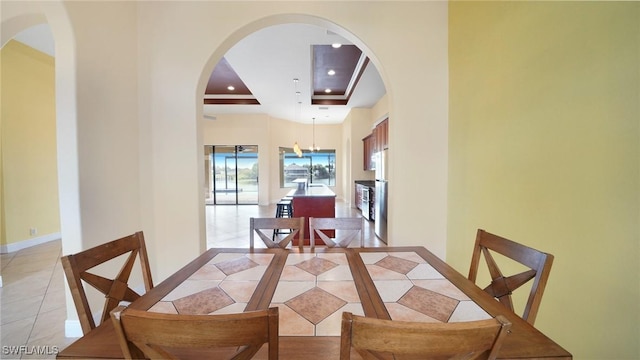 view of tiled dining room