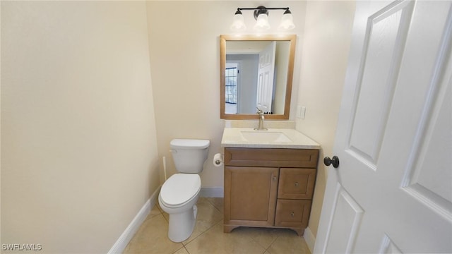 bathroom featuring vanity, toilet, and tile patterned floors