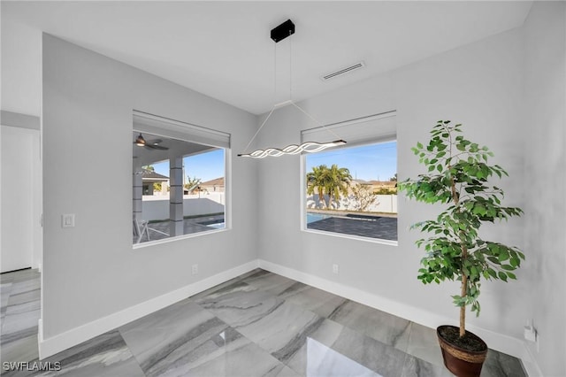 view of unfurnished dining area