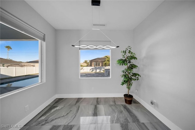 view of unfurnished dining area