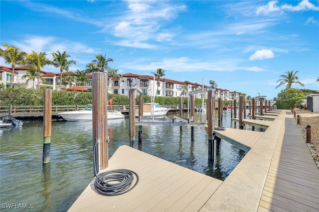 dock area featuring a water view