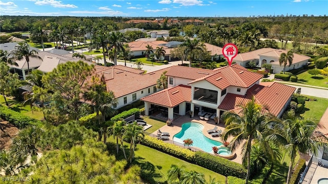 aerial view featuring a residential view