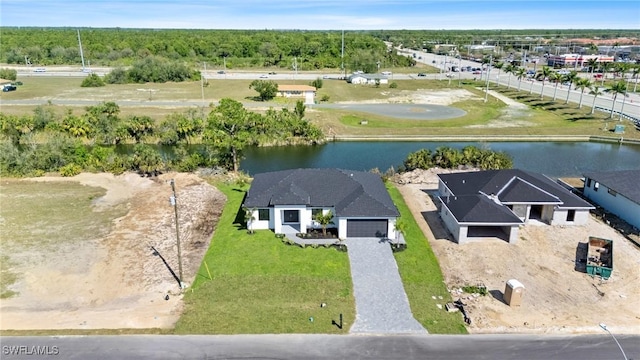 bird's eye view featuring a water view