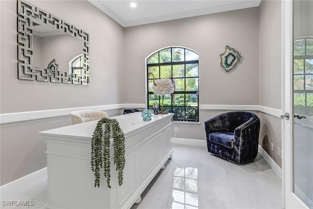 bedroom featuring crown molding