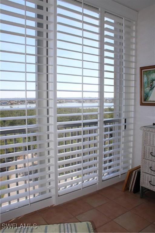 room details featuring a water view