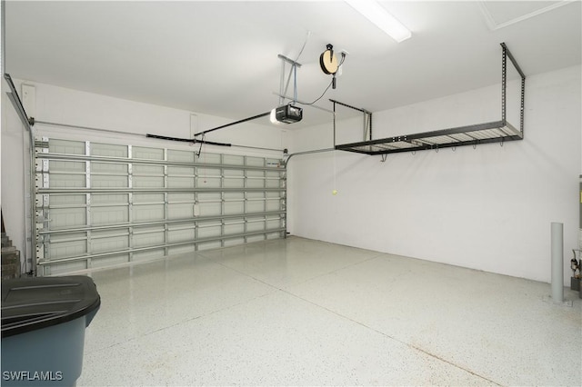 garage with a garage door opener