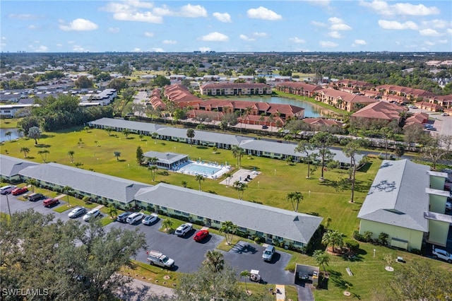 drone / aerial view with a residential view