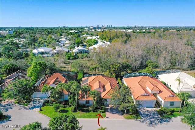 bird's eye view with a residential view