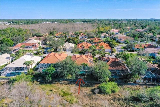 aerial view with a residential view