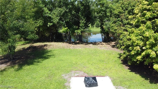 view of yard featuring a water view