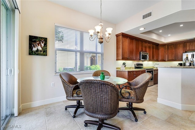 10644 Pelican Preserve Blvd Unit 102, Fort Myers, FL 33913 - dining area with plenty of natural light, a chandelier, baseboards, and recessed lighting