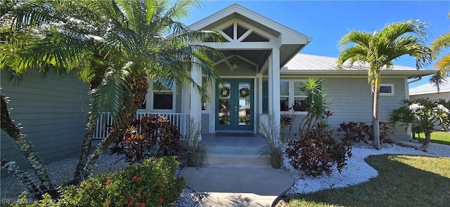 view of exterior entry with french doors