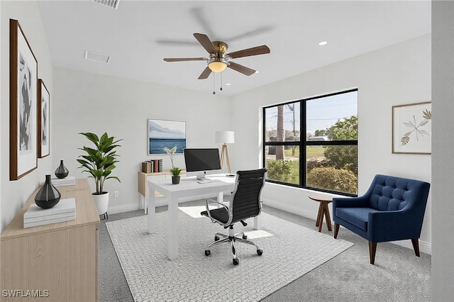 1729 SW 22nd Ter, Cape Coral, FL 33991 - office area featuring light colored carpet and ceiling fan